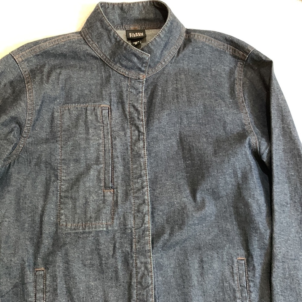 Eileen Fisher Lightweight Blue Denim Snap Front Jacket in Women's SZ M - Picture 16 of 16
